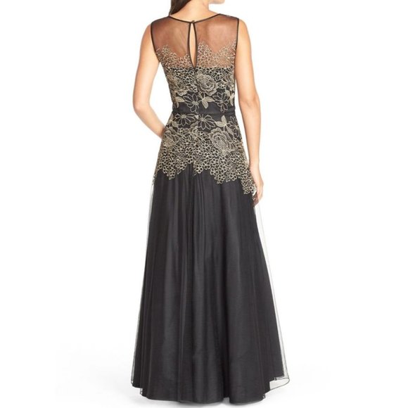 Tahari ASL Navy/Gold Dress Size 14 - Picture 2 of 8